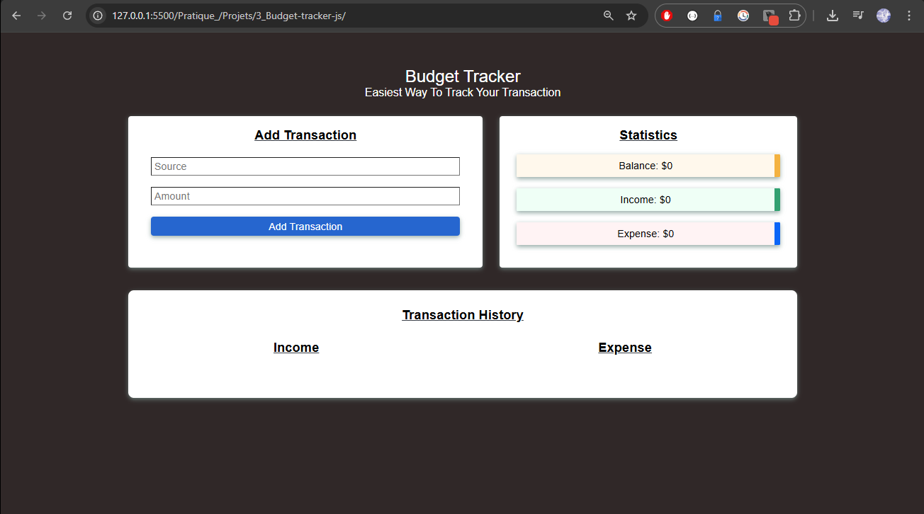 Aperçu du projet Budget Manager
