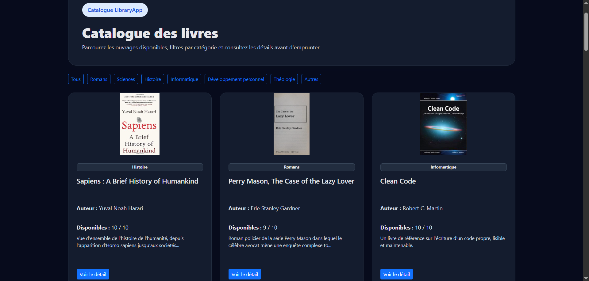 Aperçu du projet LibraryApp