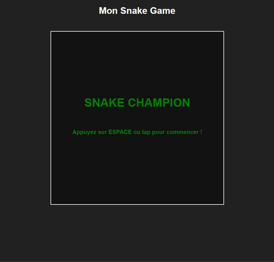 Aperçu du jeu Snake